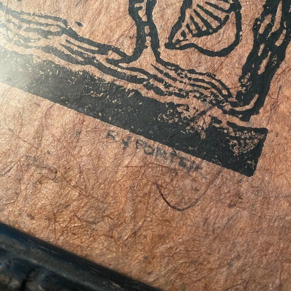 Vintage Wood Block Print signed by R.J. Porter - Picture 3 of 5